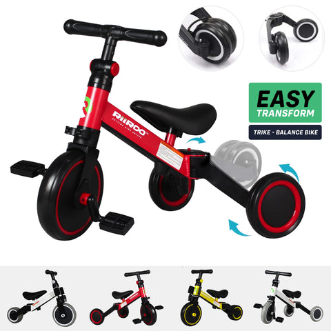 RiiRoo 3 in 1 Kids Tricycles Trike 3 Wheel Toddler Balance Bike Adjustable Seat