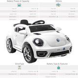 RiiRoo Kids VW Beetle Style Ride on Car - 12v Battery
